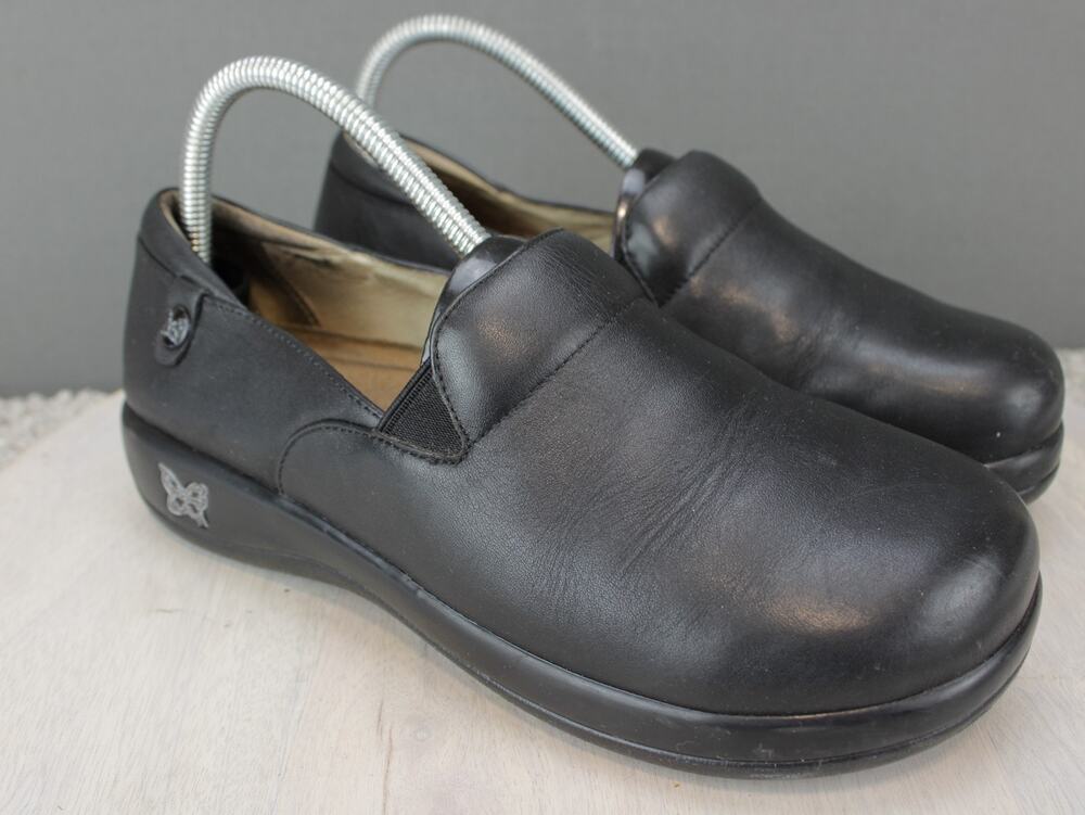 Alegria Keli Womens 7 Black Leather Slip Resistant Work Shoes Nursing